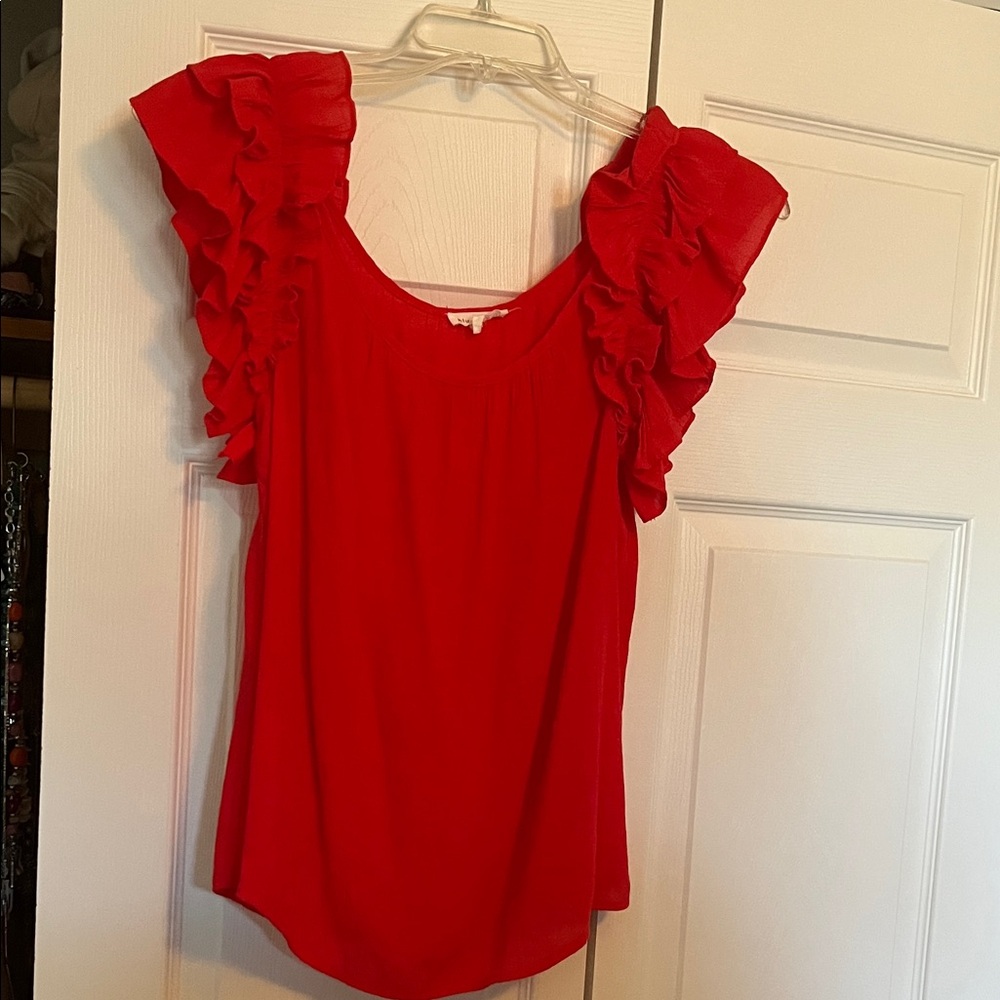 Blu Pepper Vibrant Red Ruffle Blouse